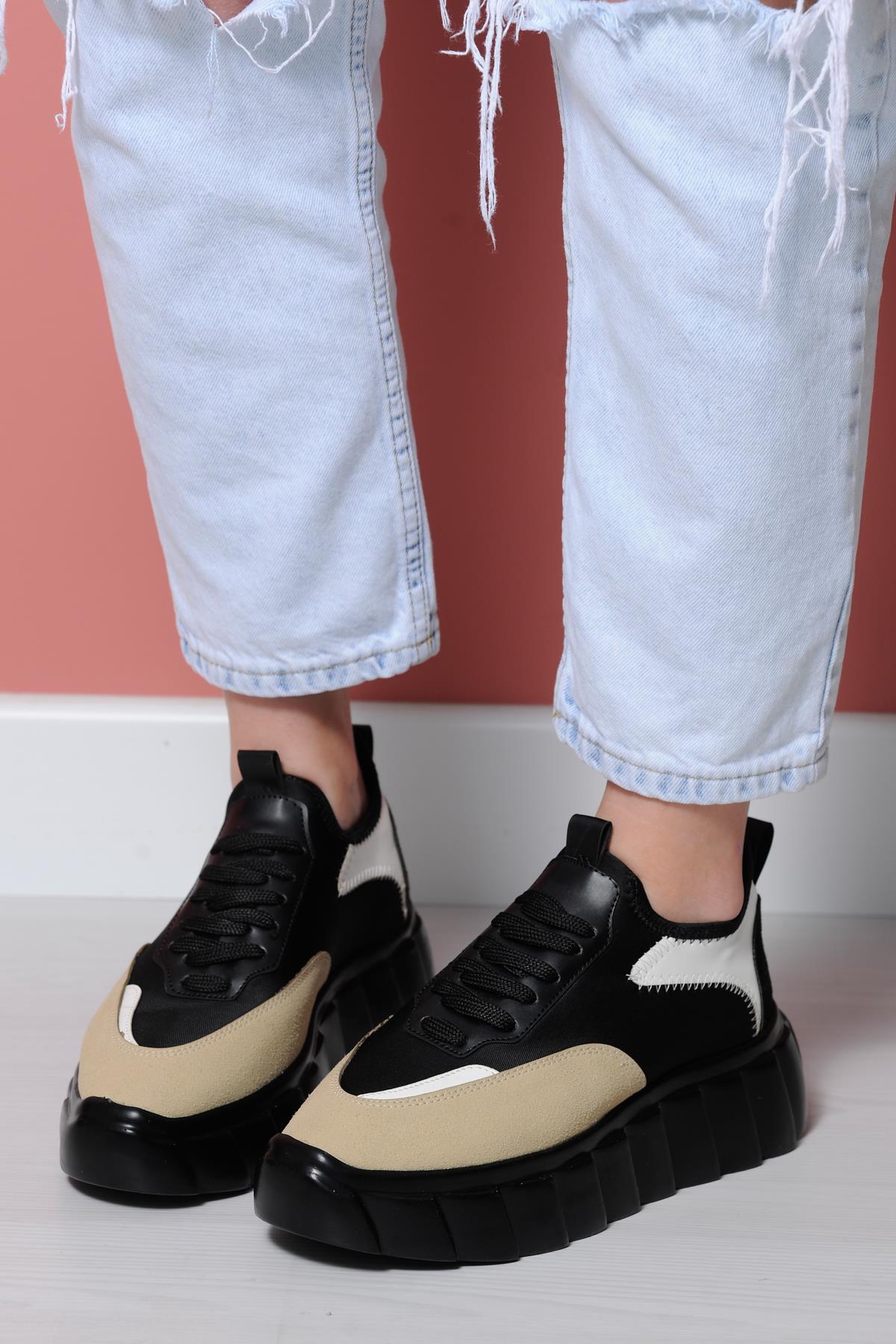 Fred Siyah Nude Beyaz Sneakers 