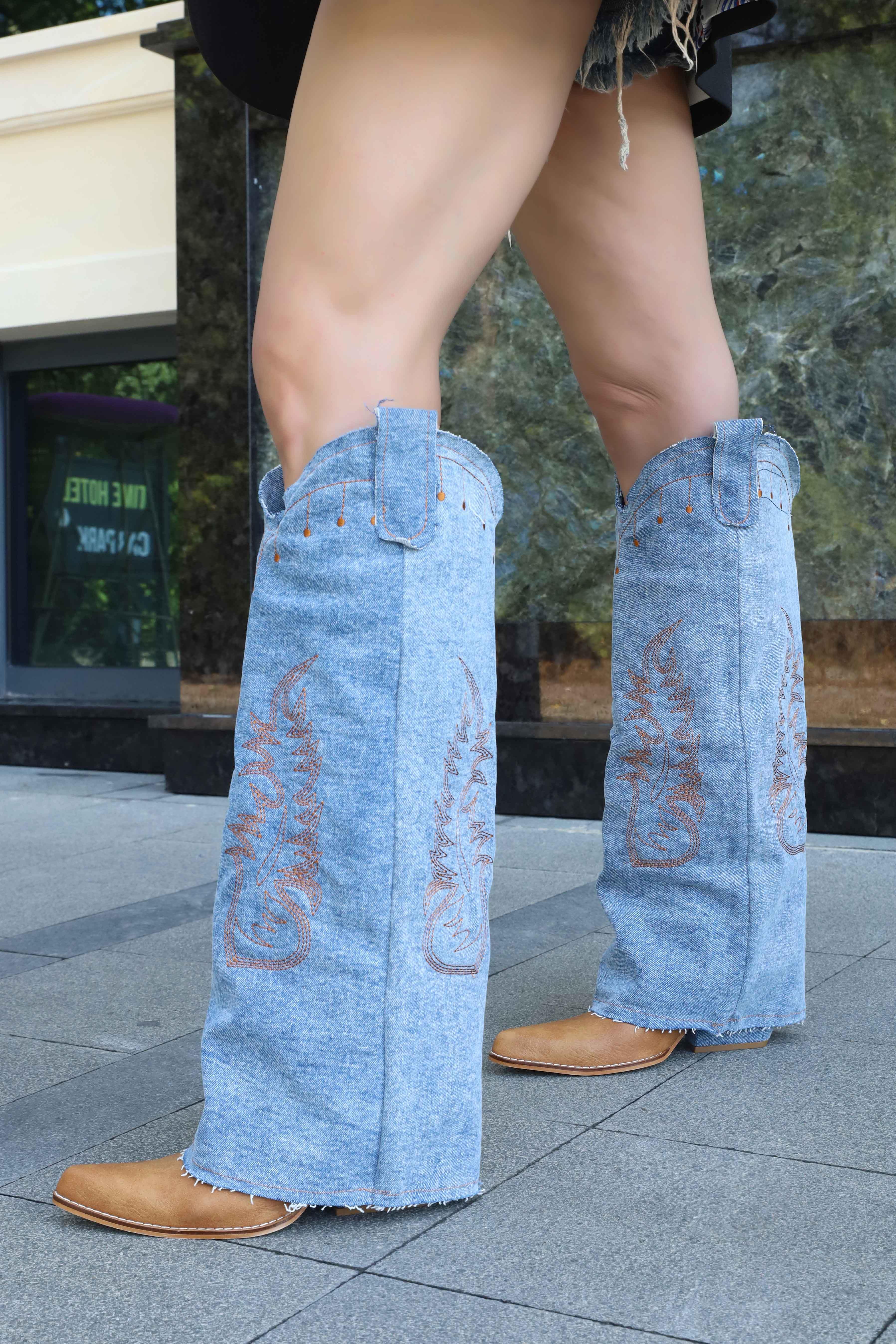 Hernandez Denim Embroidered Dallas Boots 