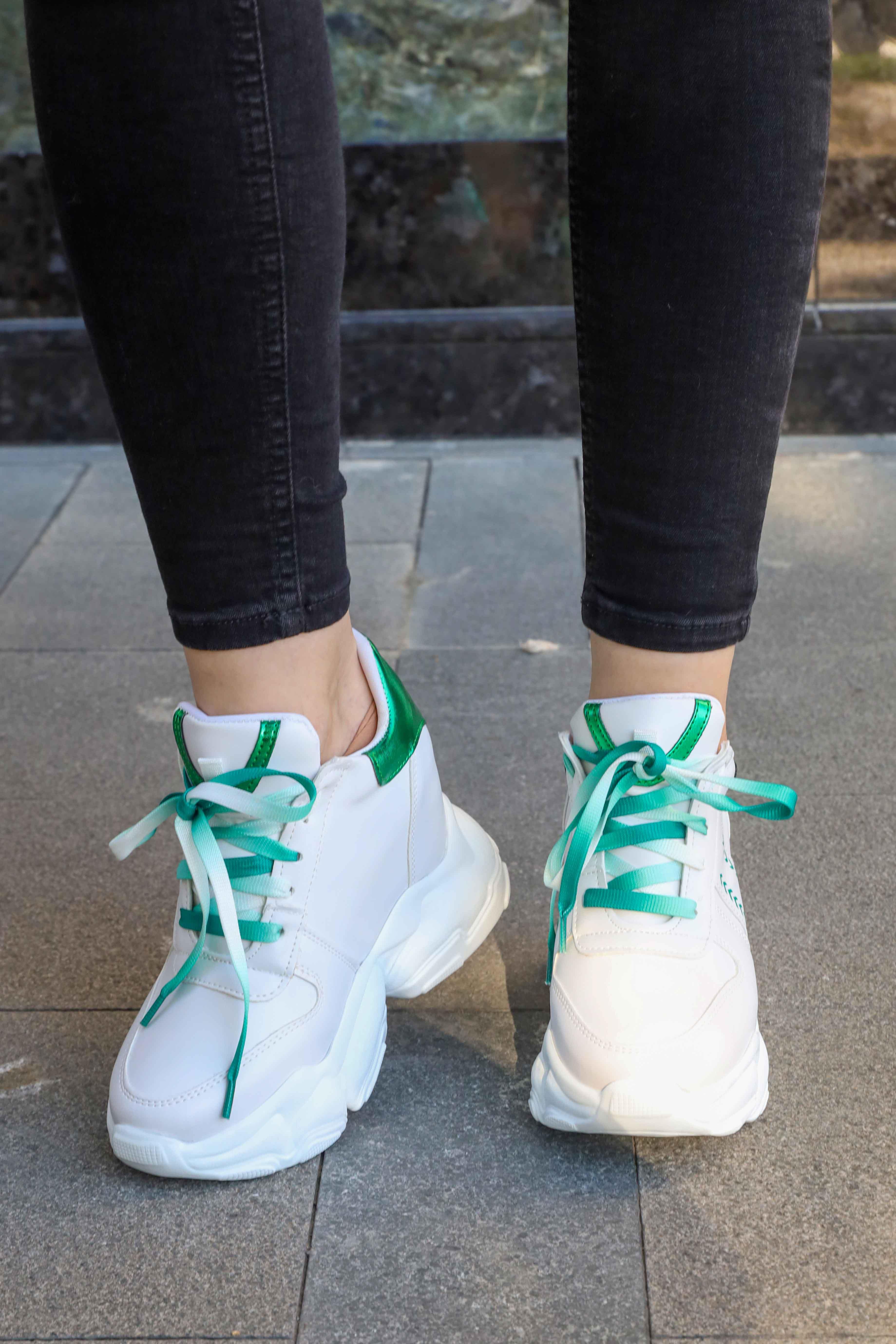 Jeffrey Beyaz Yeşil Sneakers 