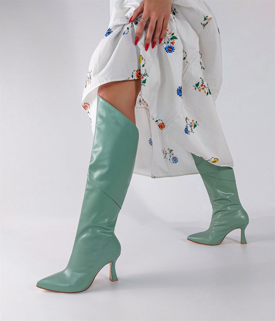 Justin Mint Green Matte Leather Boots