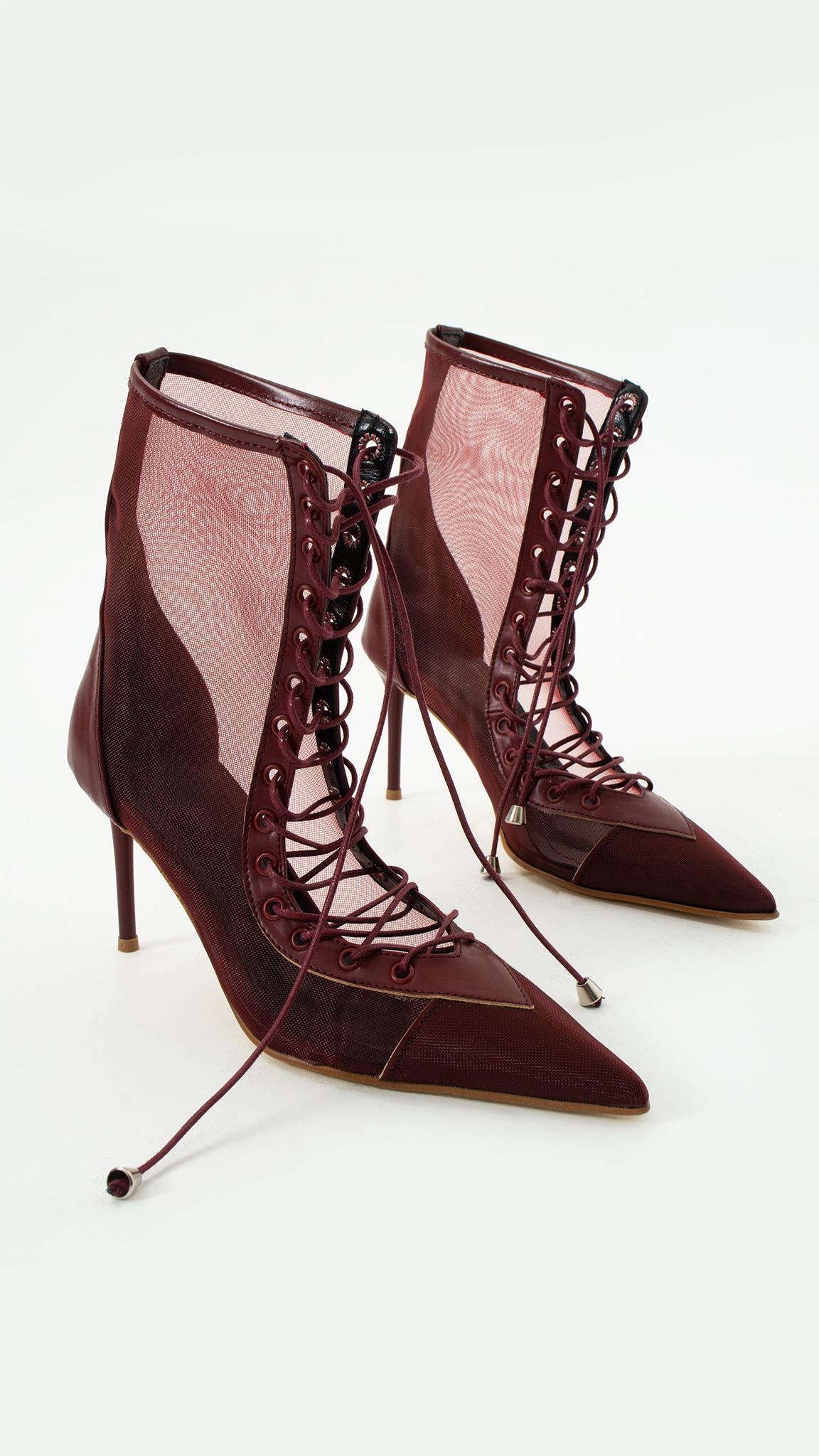 Lotus Bordo Tül Detaylı Bootie    