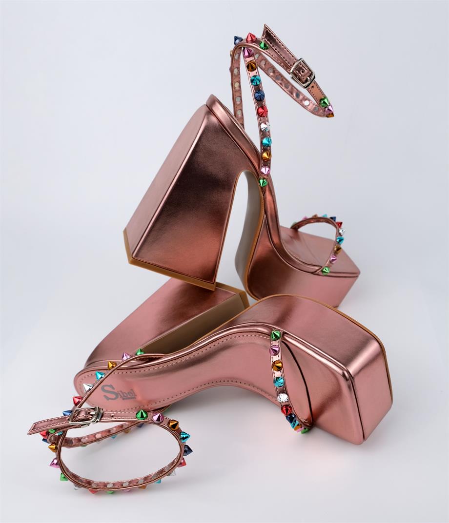 Marcela Pembe Trok Detaylı Platformlu Kalın Topuk Sandalet 