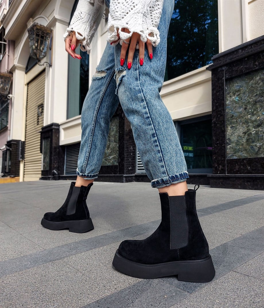 ORLANDO Black  Suede Leather Heavy Shoes