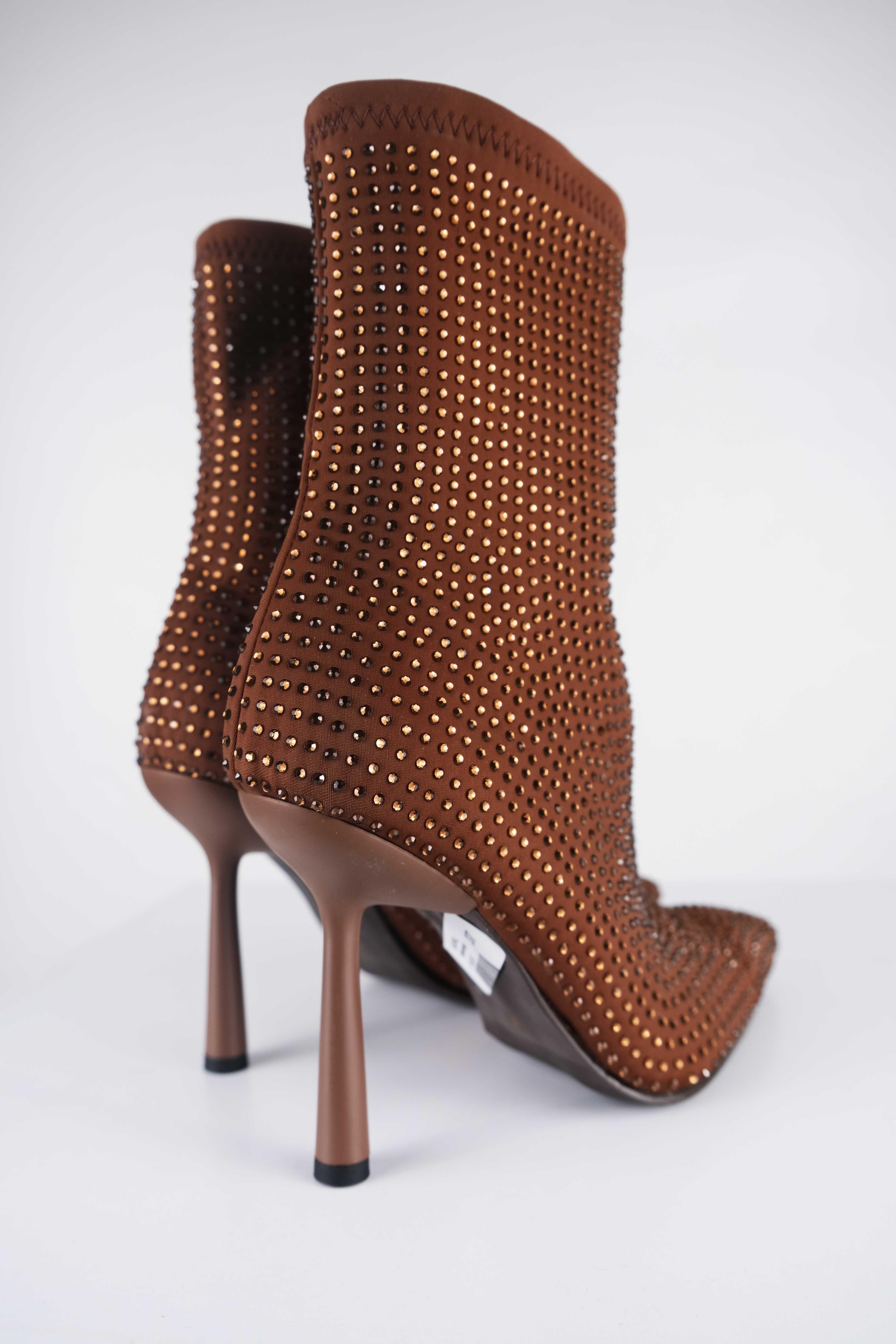 Rachel Kahverengi Taş Detaylı Streç Bot