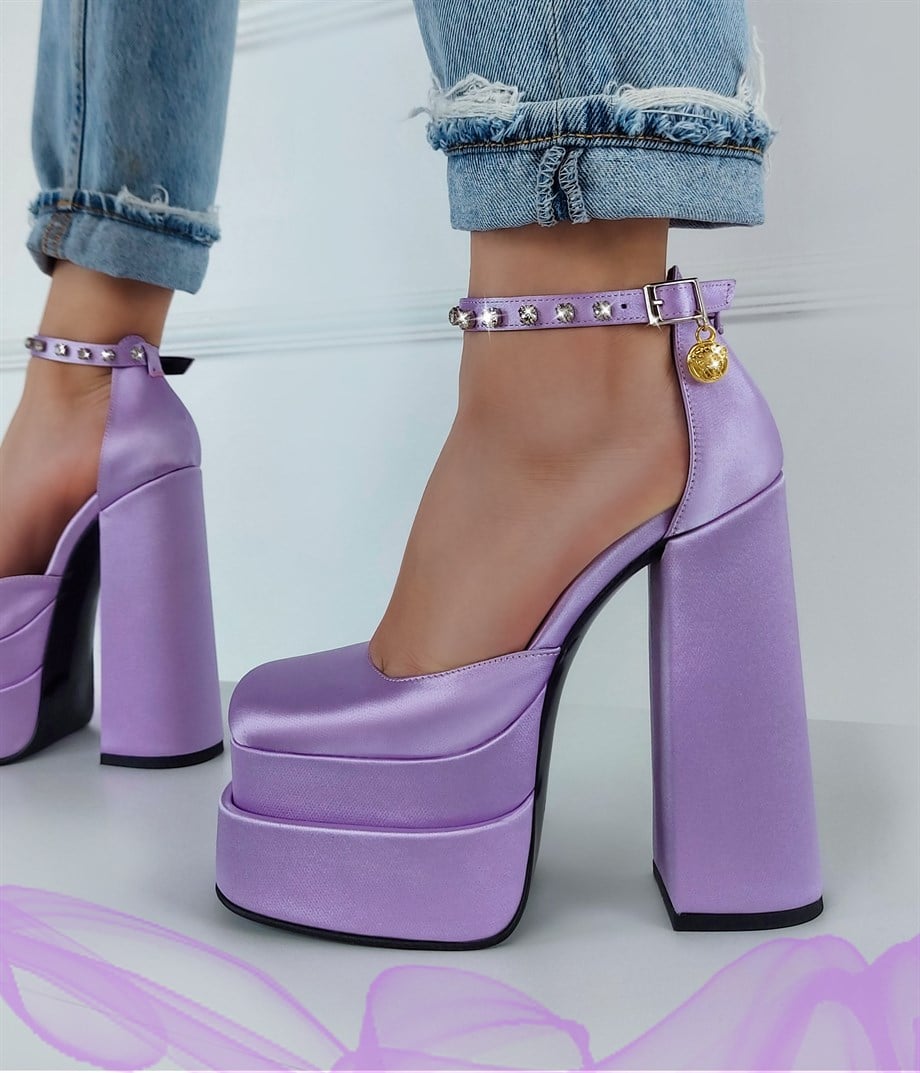 Rebecca Lilac Satin High Platform Heel