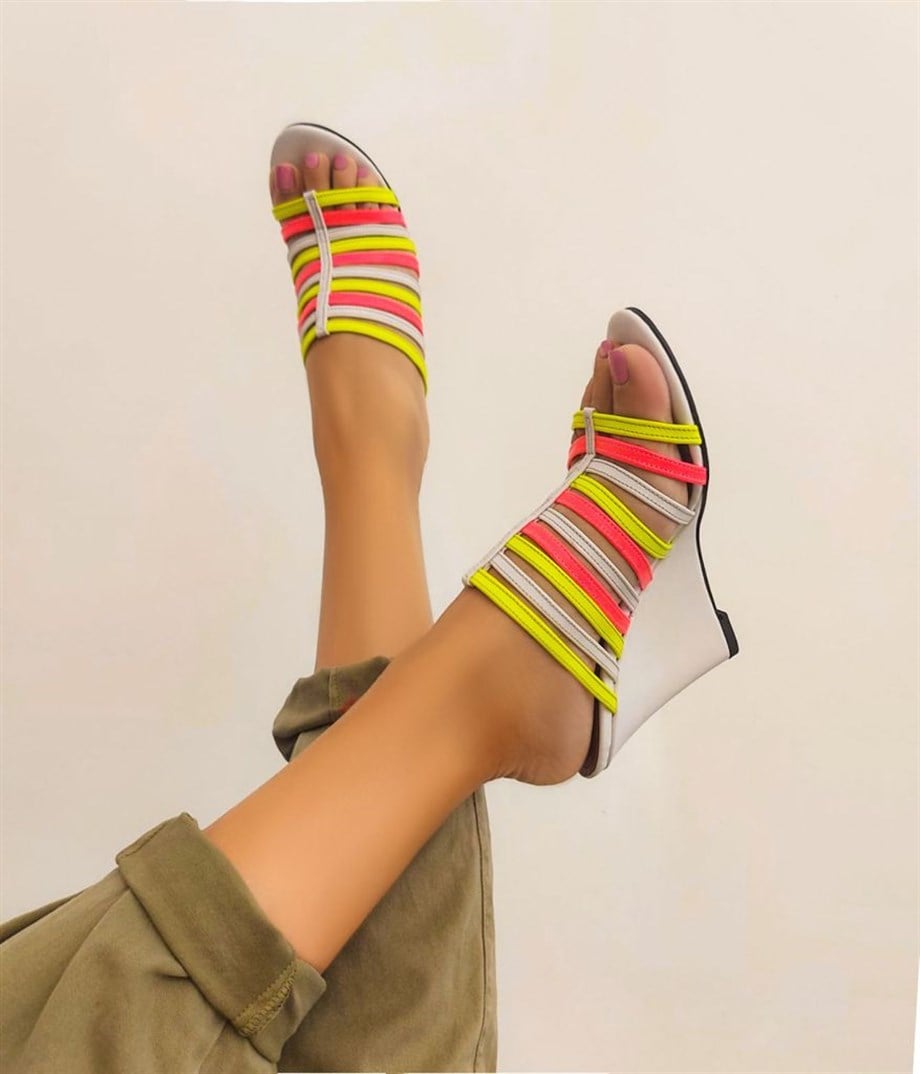 SANTA White Mix  Wedge Heel Slippers 