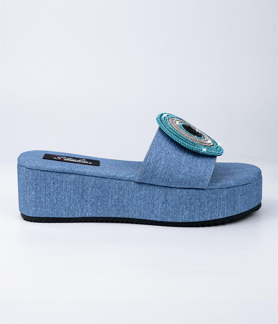 Sugar Denim Taş Detaylı Terlik