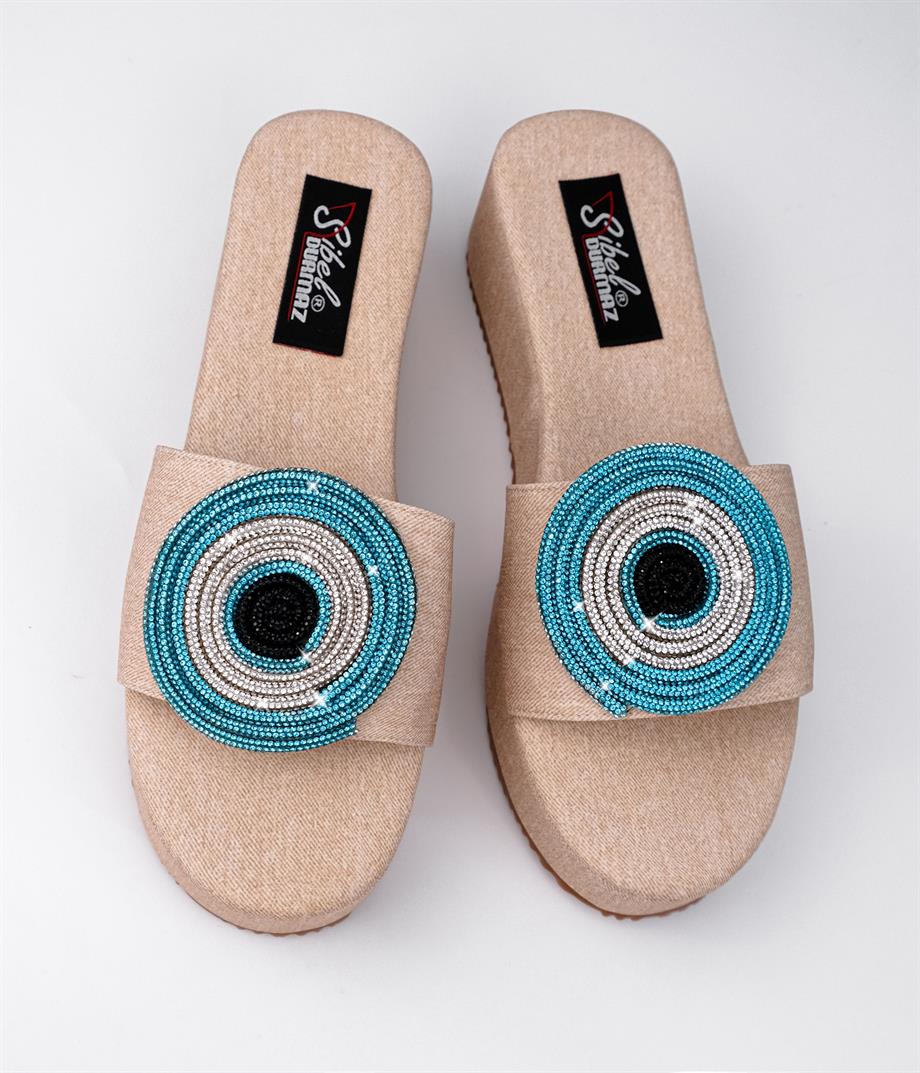 Sugar Ten Denim Taş Detaylı Terlik
