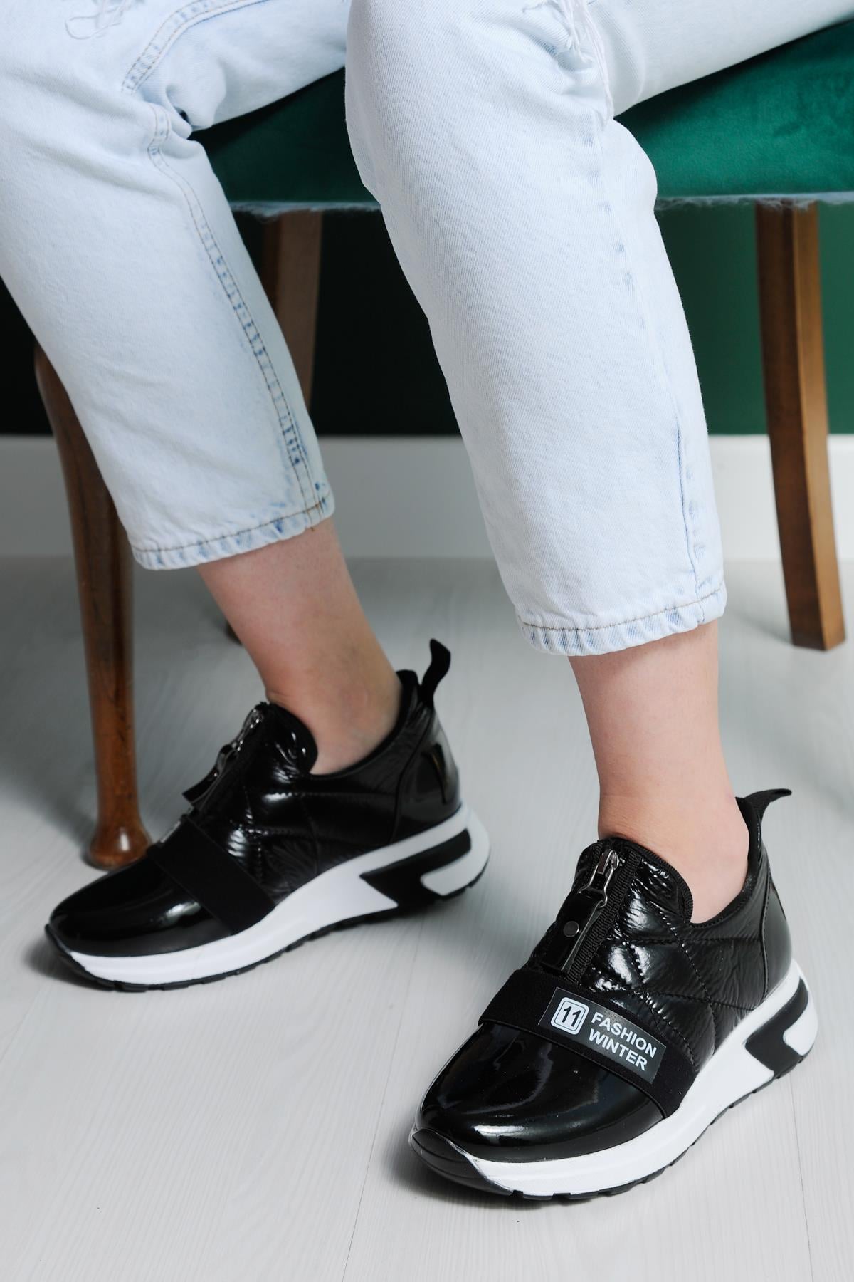 Tommy Siyah Fermuar Detaylı Sneakers 