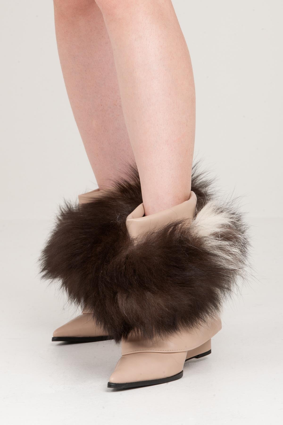 Ture Nude Kürk Detaylı Dolgu Topuk Bot
