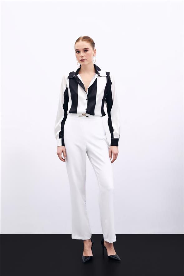 Aksesuar Detaylı Pantolon - Ekru