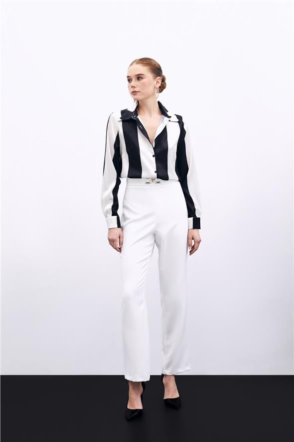 Aksesuar Detaylı Pantolon - Ekru