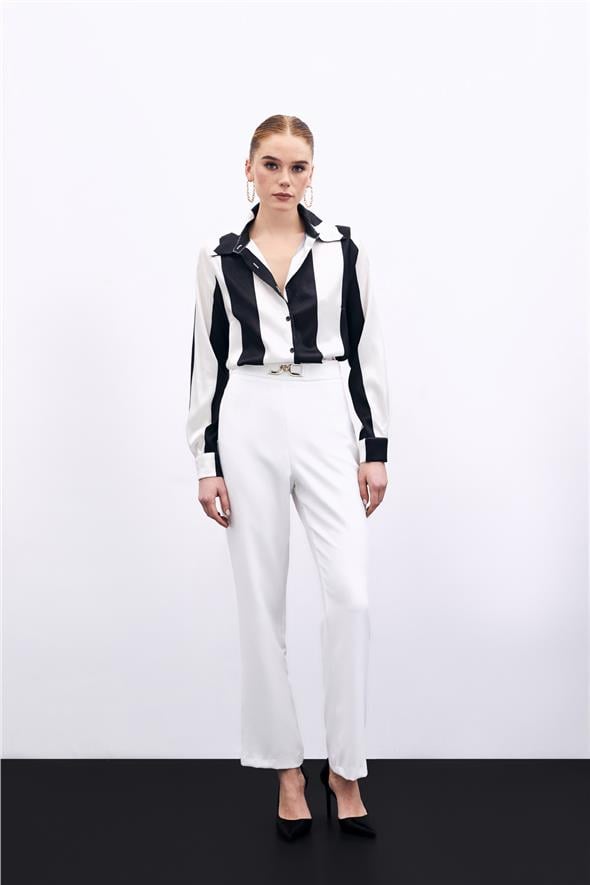 Aksesuar Detaylı Pantolon - Ekru