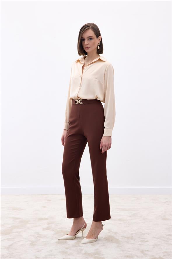 Aksesuar Detaylı Pantolon - Kahve