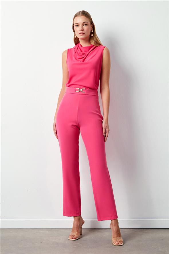Aksesuar Detaylı Pantolon - Pembe