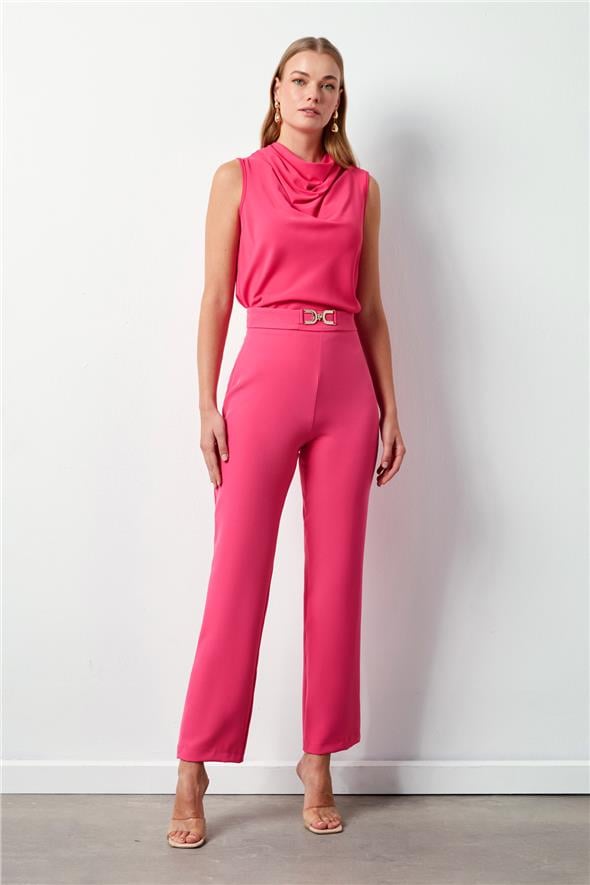 Aksesuar Detaylı Pantolon - Pembe