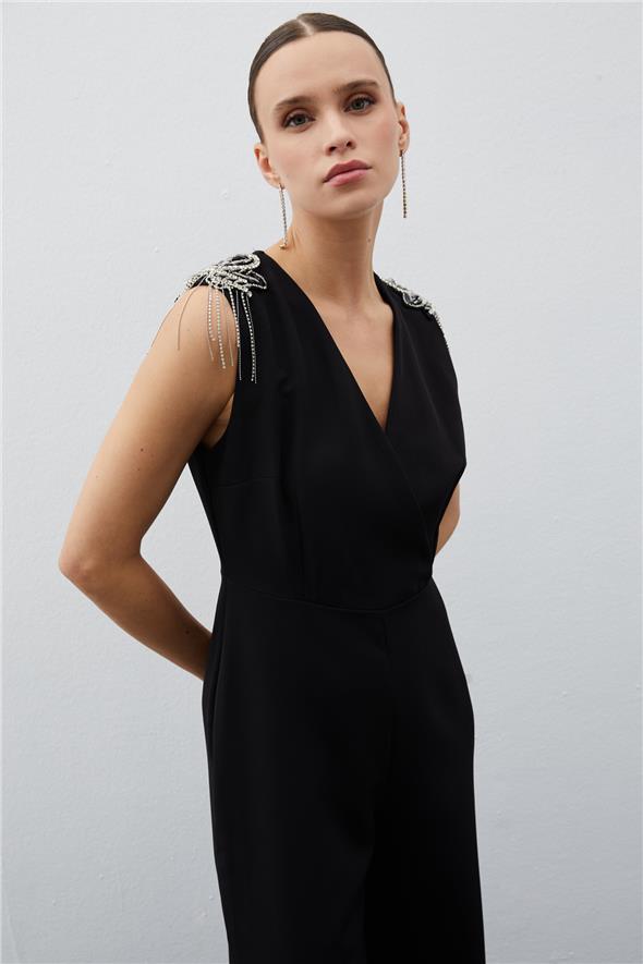 Aksesuar Detaylı Tulum - Siyah