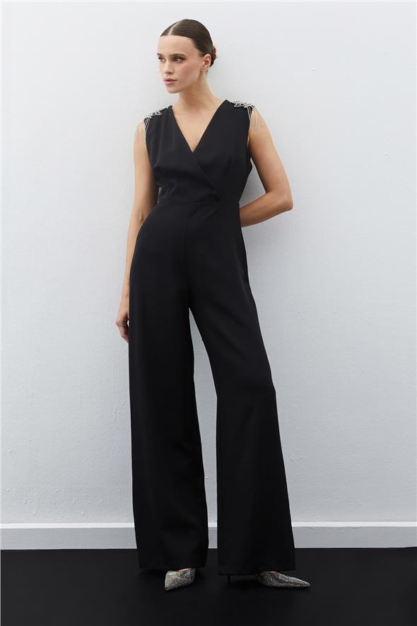 Aksesuar Detaylı Tulum - Siyah