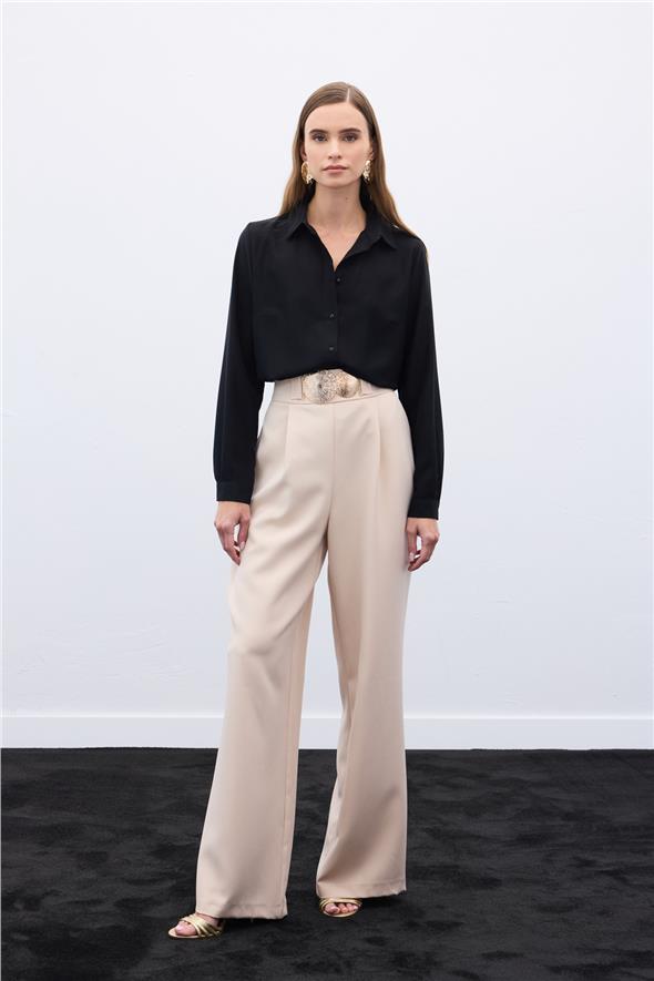 Aksesuarlı Pantolon - Bej