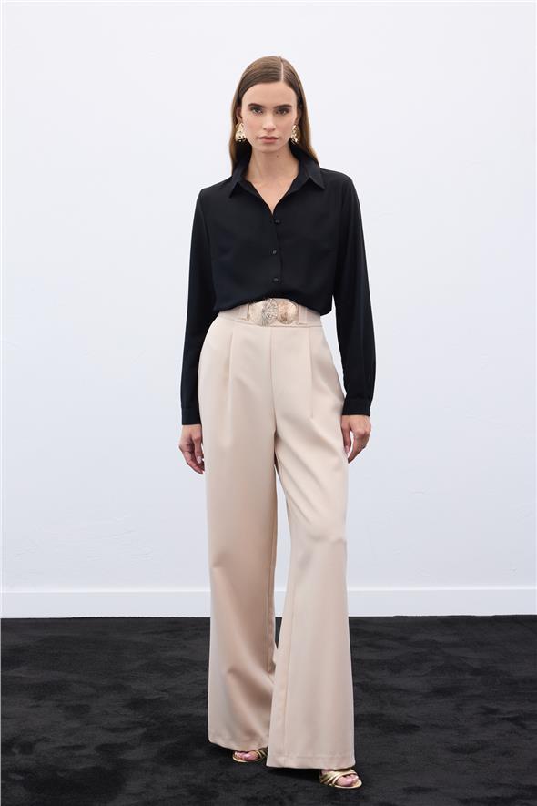 Aksesuarlı Pantolon - Bej