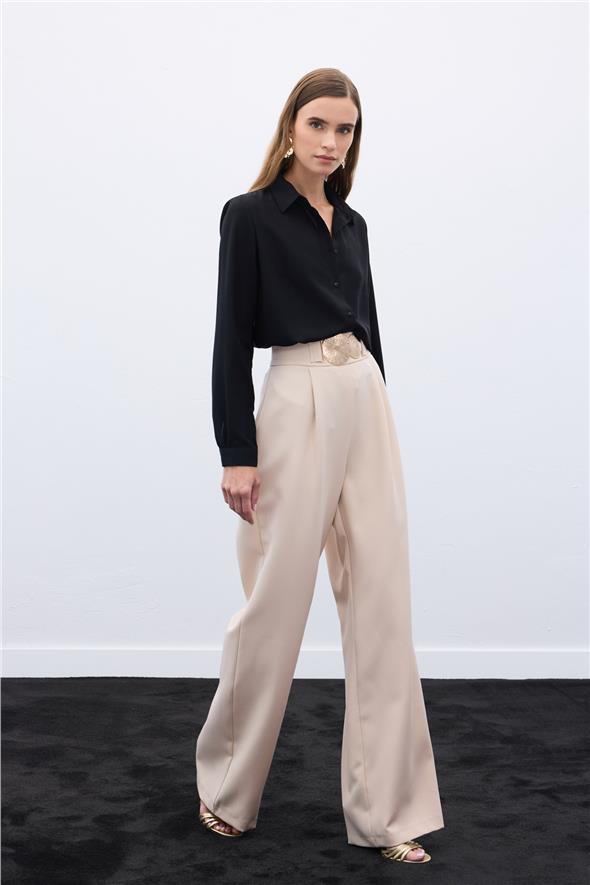 Aksesuarlı Pantolon - Bej