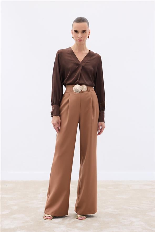 Aksesuarlı Pantolon - Camel