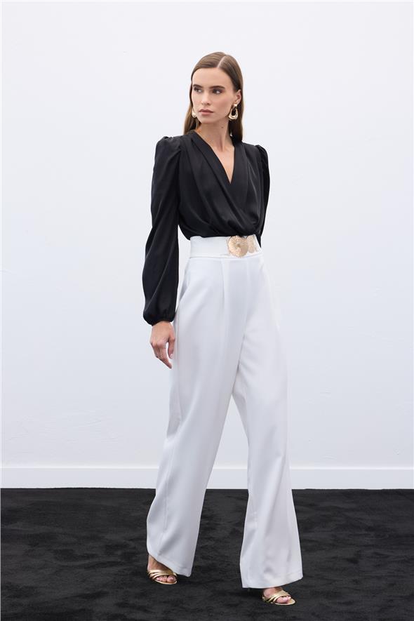 Aksesuarlı Pantolon - Ekru