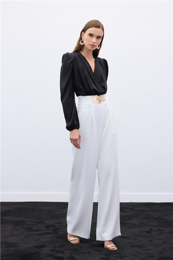 Aksesuarlı Pantolon - Ekru
