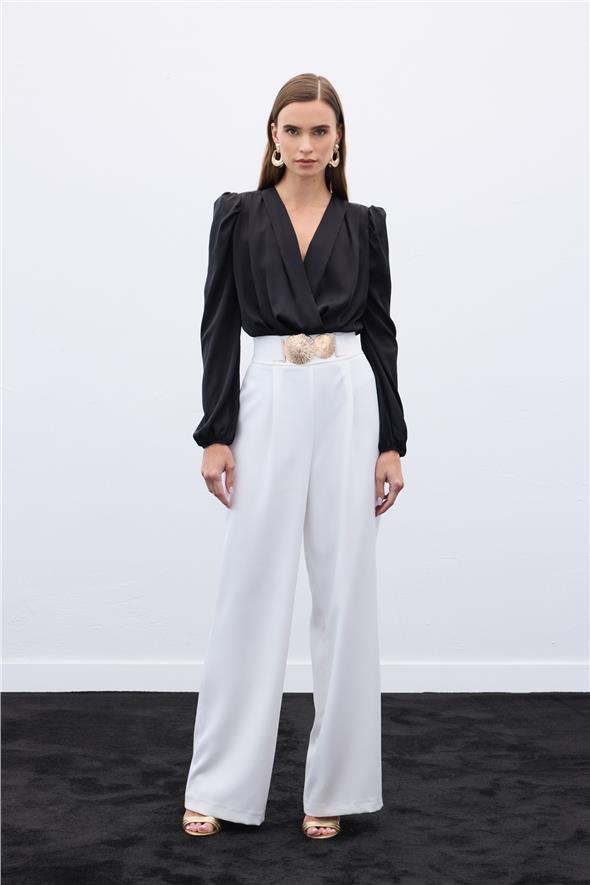 Aksesuarlı Pantolon - Ekru