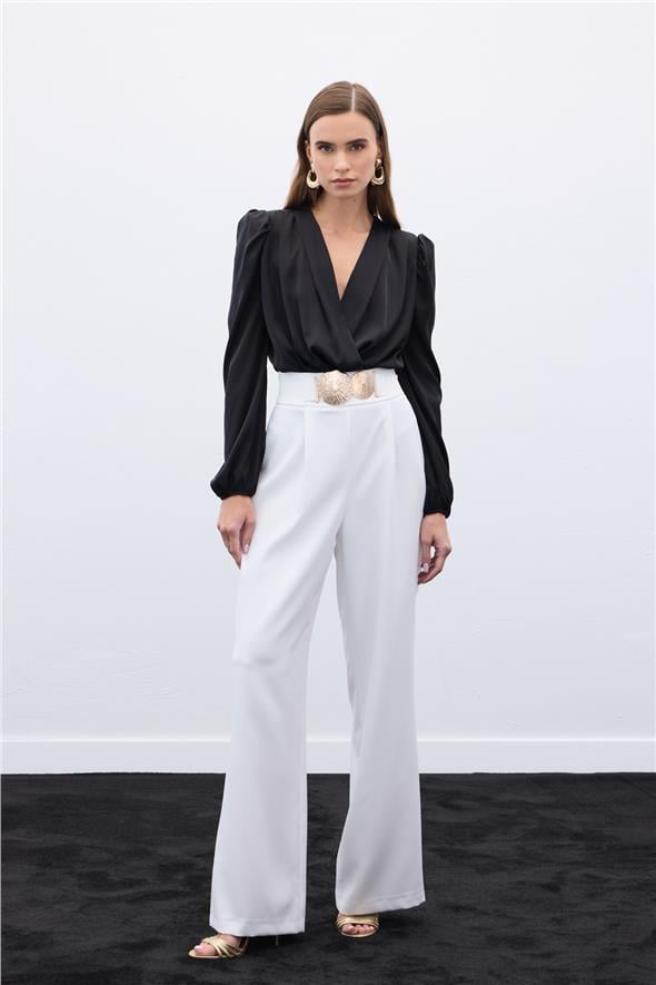 Aksesuarlı Pantolon - Ekru