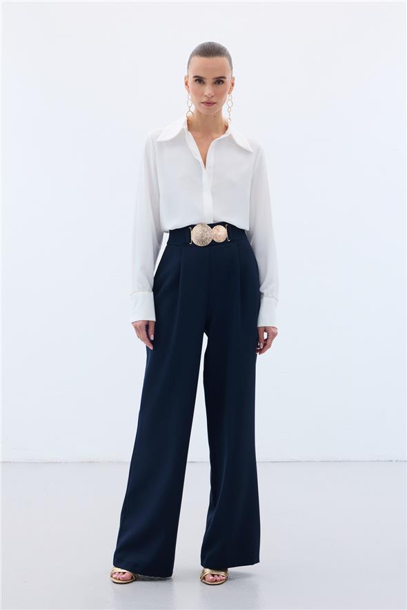 Aksesuarlı Pantolon - Lacivert