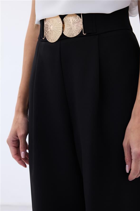 Aksesuarlı Pantolon - Siyah