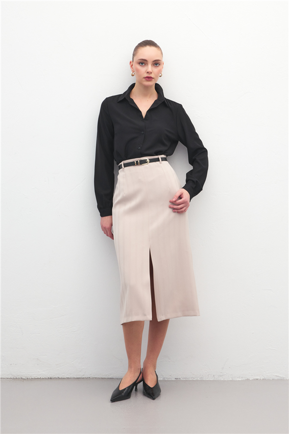 Anna Yırtmaçlı Etek - Bej