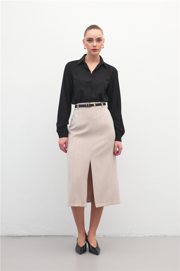 Anna Yırtmaçlı Etek - Bej