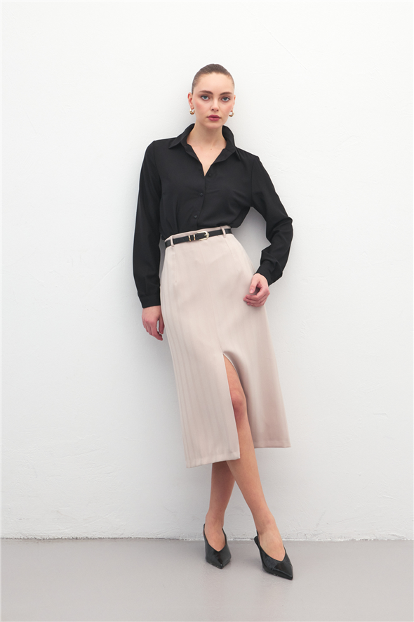 Anna Yırtmaçlı Etek - Bej