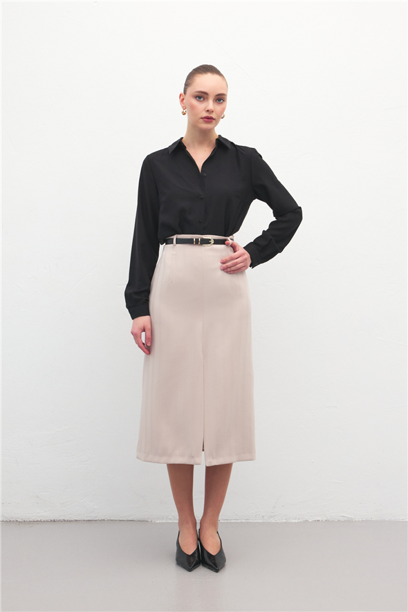 Anna Yırtmaçlı Etek - Bej