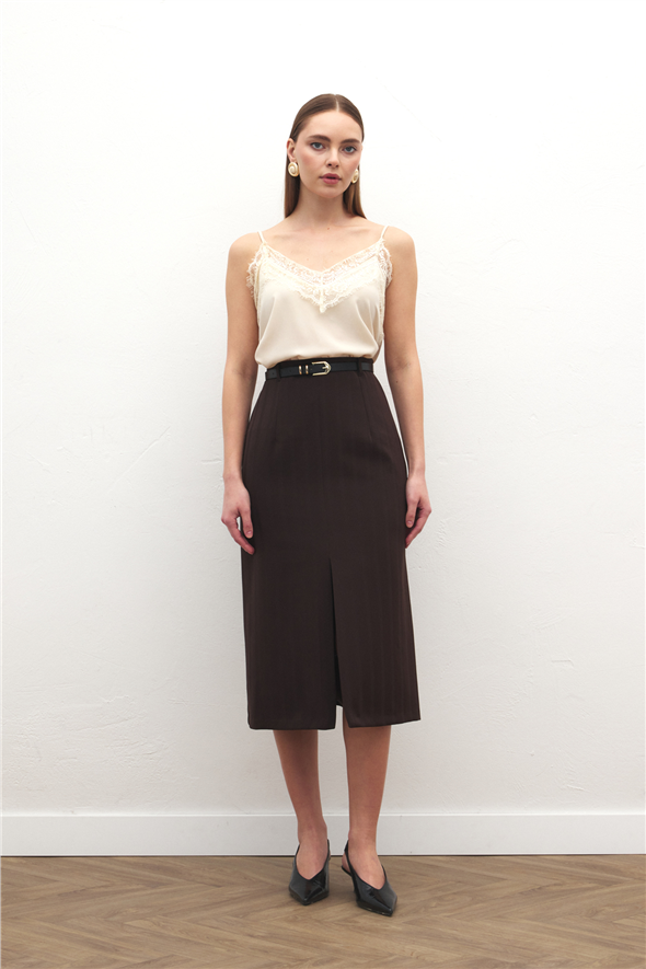 Anna Yırtmaçlı Etek - Kahve