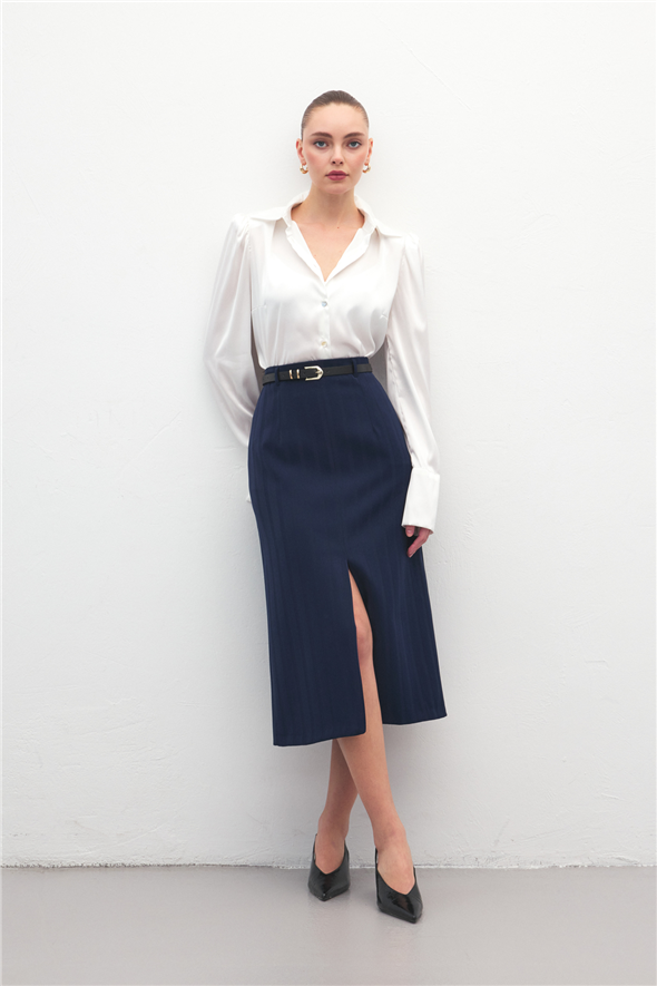 Anna Yırtmaçlı Etek - Lacivert