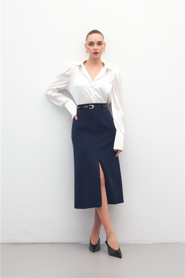 Anna Yırtmaçlı Etek - Lacivert