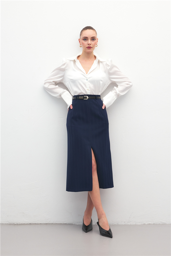 Anna Yırtmaçlı Etek - Lacivert