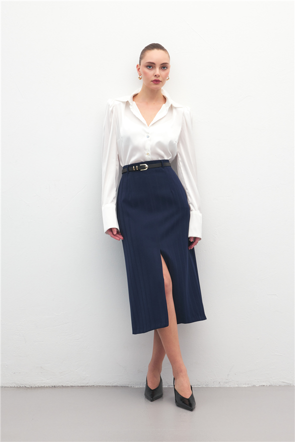 Anna Yırtmaçlı Etek - Lacivert