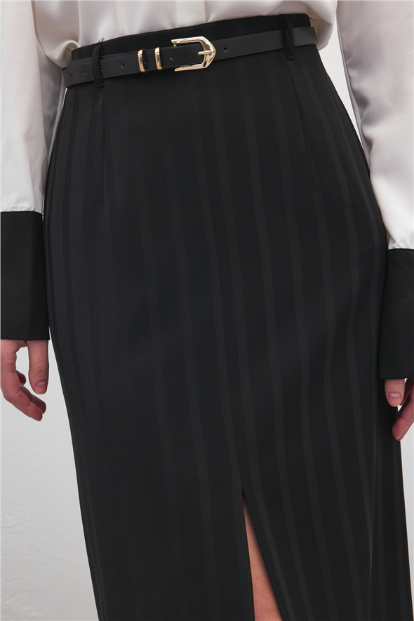 Anna Yırtmaçlı Etek - Siyah