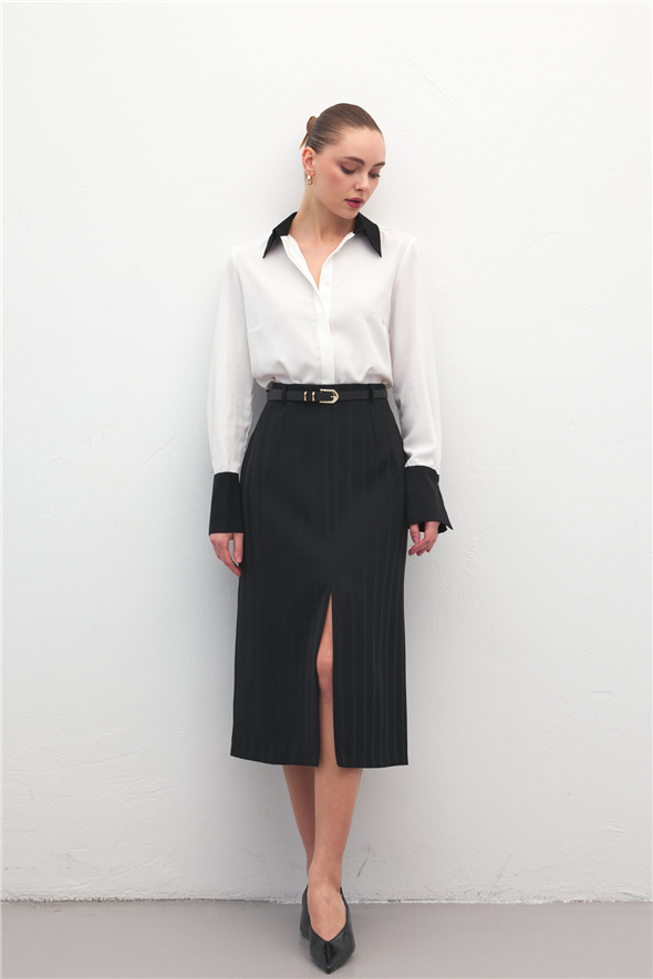 Anna Yırtmaçlı Etek - Siyah