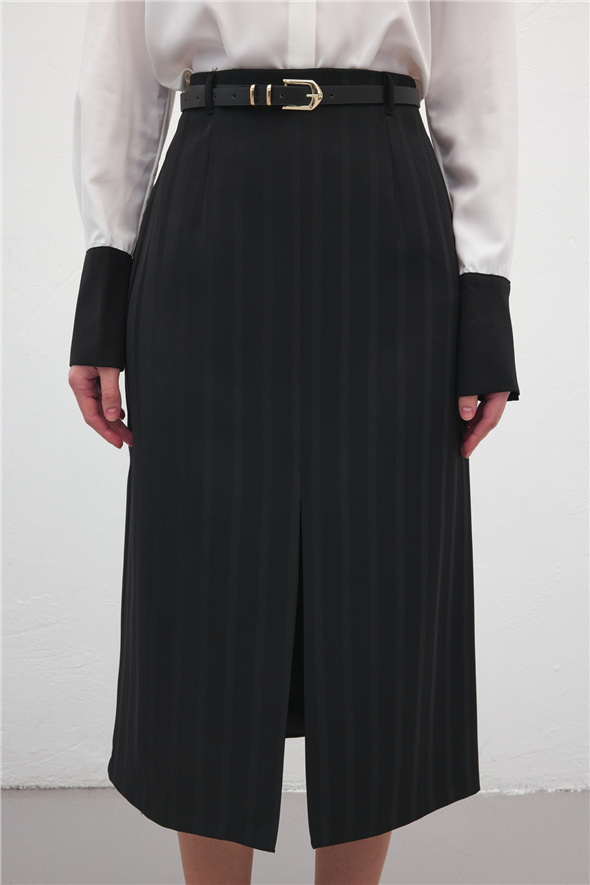 Anna Yırtmaçlı Etek - Siyah