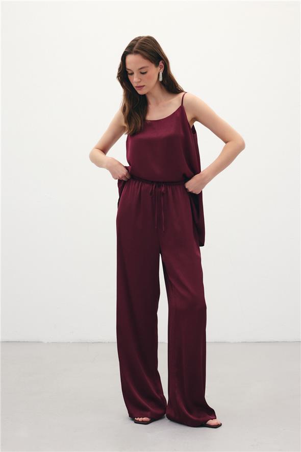 Bağcıklı Salaş Pantolon - Bordo