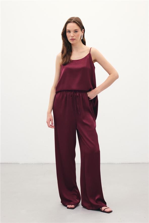 Bağcıklı Salaş Pantolon - Bordo