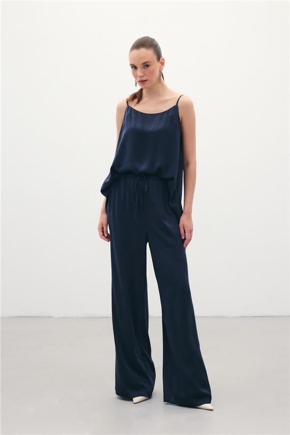 Bağcıklı Salaş Pantolon - Lacivert