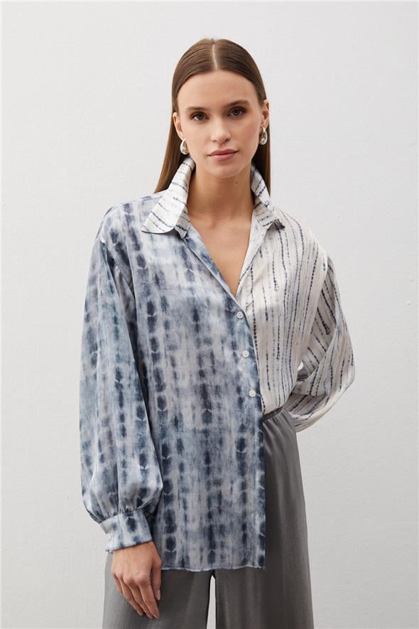 Balon Kol Desenli Gömlek - Gri