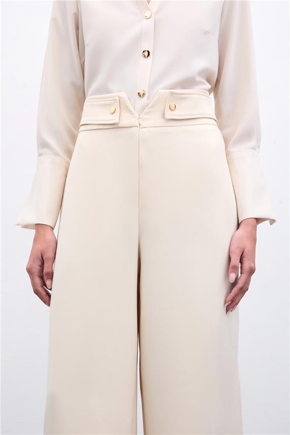 Bel Detaylı Pantolon - Bej
