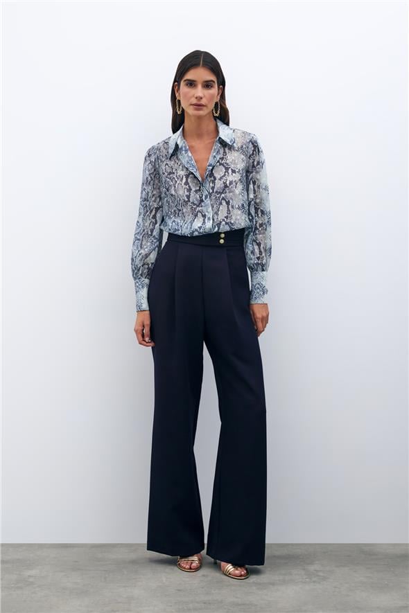 Bel Detaylı Pantolon - Lacivert